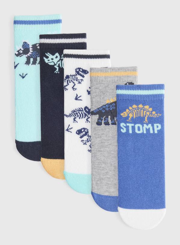 Dinosaur Ankle Socks 5 Pack 3-5.5 Infant